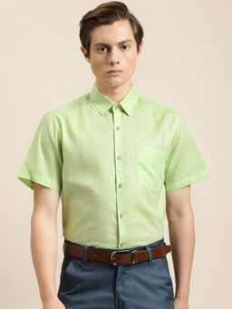SOJANYA - Cotton Blend Lime Green Classic Casual Shirt