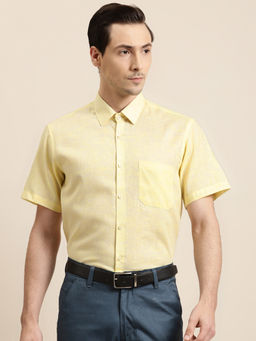 SOJANYA - Cotton Blend Lemon Yellow Classic Casual Shirt