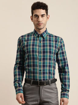 SOJANYA - Cotton Dark Green & Navy Casual Shirt