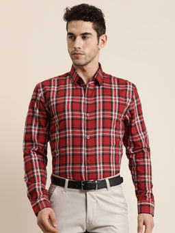 SOJANYA - Cotton Red & White & Casual Shirt