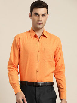 SOJANYA - Cotton Orange Casual Classic Shirt