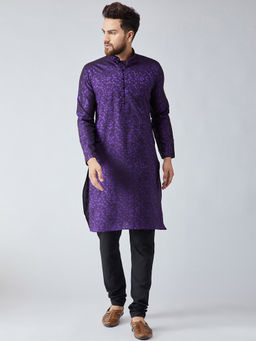 SOJANYA - Silk Purple Kurta & Black Churidar Pyjama (Set of 2)