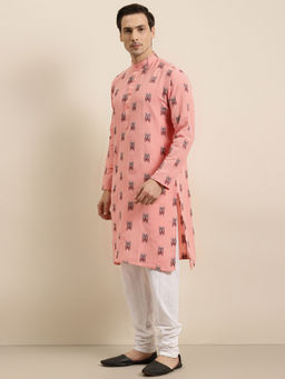 SOJANYA - Mens Cotton Dark peach & Black Kurta And Churidar Pyjama (Set of 2)
