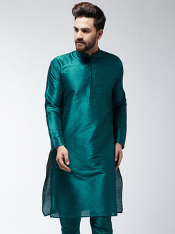SOJANYA - Silk Blend Teal Green Only Long Kurta