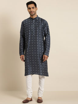 SOJANYA - Cotton Grey & Silver Self Design Only Long Kurta