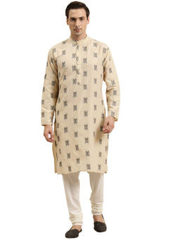 SOJANYA - Cotton Beige & Black Kurta