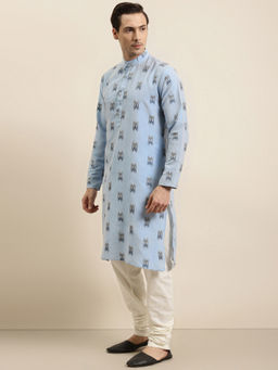 SOJANYA - Cotton Blue & Black Kurta