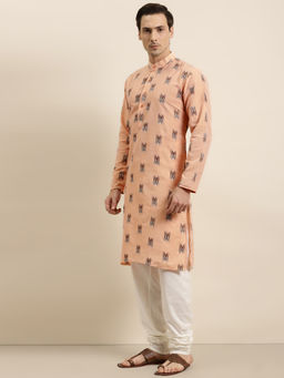 SOJANYA - Cotton Light Peach & Black Kurta