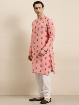 SOJANYA - Cotton Dark Peach & Black Kurta