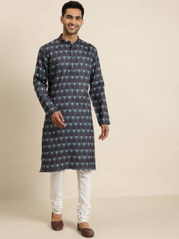 SOJANYA - Cotton Dark Grey Printed Only Kurta