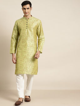 SOJANYA - Silk Blend Pista Green Printed Only Kurta