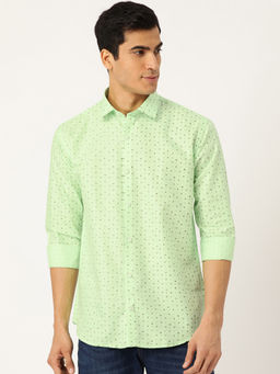 SOJANYA - Mens Cotton Green Printed Casual Shirt