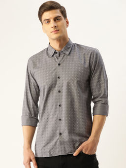 SOJANYA - Mens Cotton Grey Printed Casual Shirt