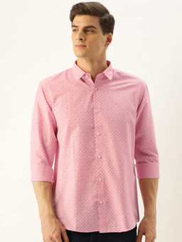 SOJANYA - Mens Cotton Pink Printed Casual Shirt
