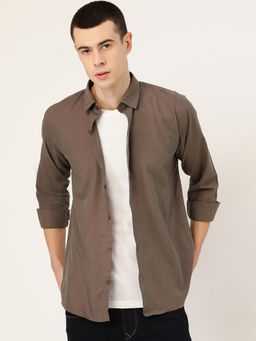 SOJANYA - Cotton Dark Brown Casual Shirt
