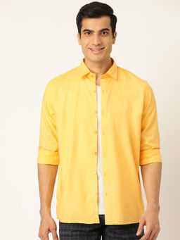 SOJANYA - Cotton Yellow Casual Shirt