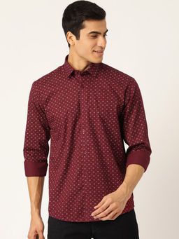 SOJANYA - Mens Cotton Maroon & Multi Printed Casual Shirt