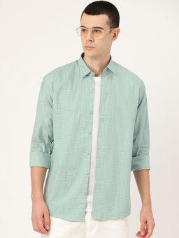 SOJANYA - Mens Cotton Sea Green & Blue Printed Casual Shirt