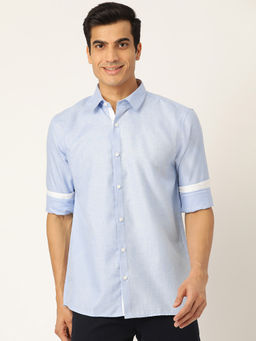 SOJANYA - Cotton Linen Blue Casual Shirt