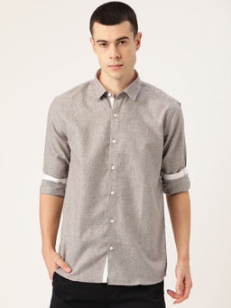 SOJANYA - Cotton Linen Coffee Brown Casual Shirt