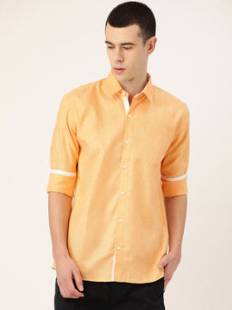 SOJANYA - Cotton Linen Dark Yellow Casual Shirt