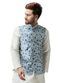SOJANYA - Blue Printed Nehru Jacket