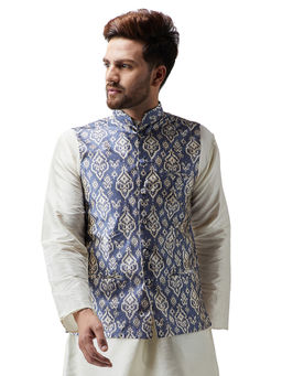 SOJANYA - Blue Printed Nehru Jacket