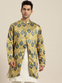 SOJANYA - Silk Blend Gold Only Sherwani Jacket