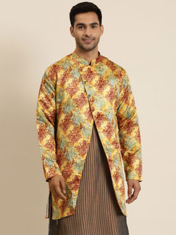 SOJANYA - Silk Blend Yellow Only Sherwani Jacket