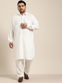 SOJANYA - Men Cotton Cream Pathani Kurta Salwar (Set of 2)