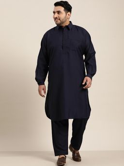 SOJANYA - Men Cotton Navy Blue Pathani Kurta Salwar (Set of 2)