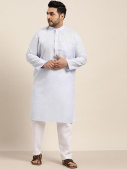SOJANYA - Men Cotton Linen Sky Blue Only Long Kurta