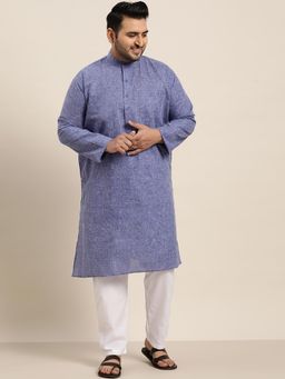 SOJANYA - Men Cotton Linen Indigo Blue Only Long Kurta
