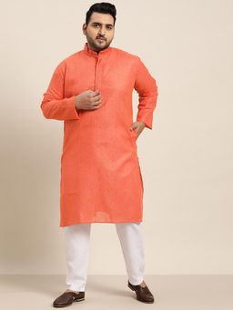 SOJANYA - Men Cotton Coral Embroidered Kurta