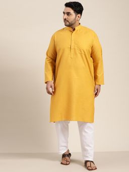 SOJANYA - Men Cotton Mustard Only Kurta