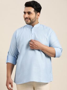 SOJANYA - Men Cotton Blue Short Kurta