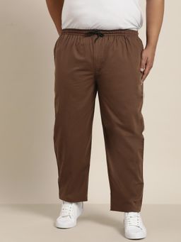 SOJANYA - Men Cotton Brown Solid Track Pant