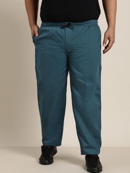 SOJANYA - Men Cotton Teal Blue Solid Track Pant
