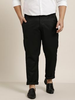 SOJANYA - Men Cotton Blend Black Solid Trousers