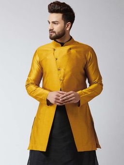 SOJANYA - Silk Blend Mustard Only Sherwani Jacket