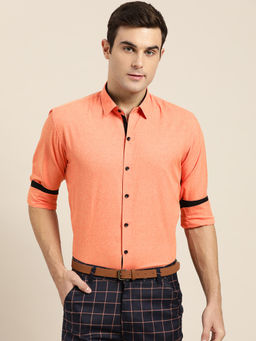 SOJANYA - Cotton Blend Orange Formal Shirt