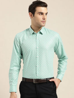 SOJANYA - Mens Cotton Sea Green Printed Formal Shirt