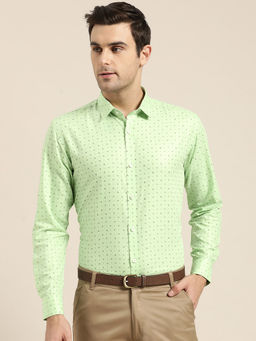 SOJANYA - Mens Cotton Green Printed Formal Shirt