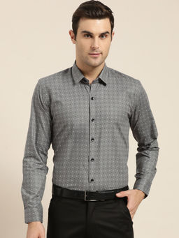 SOJANYA - Mens Cotton Grey Printed Formal Shirt