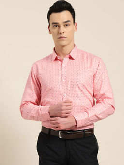 SOJANYA - Mens Cotton Peach Printed Formal Shirt