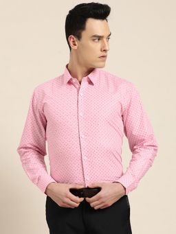 SOJANYA - Mens Cotton Pink Printed Formal Shirt
