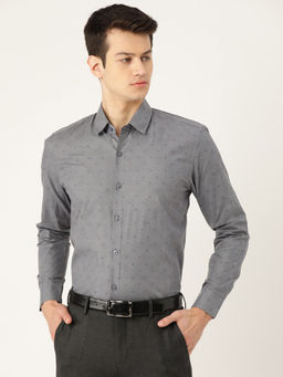 SOJANYA - Mens Cotton Grey & Multi Printed Formal Shirt