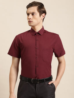 SOJANYA - Cotton Maroon Classic Formal Shirt