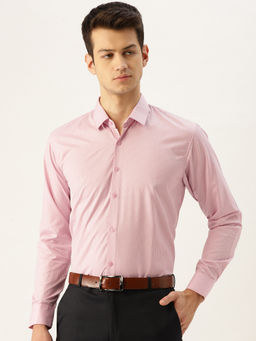 SOJANYA - Mens Cotton Pink & Navy Blue Striped Formal Shirt