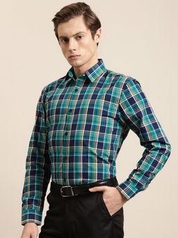 SOJANYA - Cotton Dark Green & Navy Formal Shirt